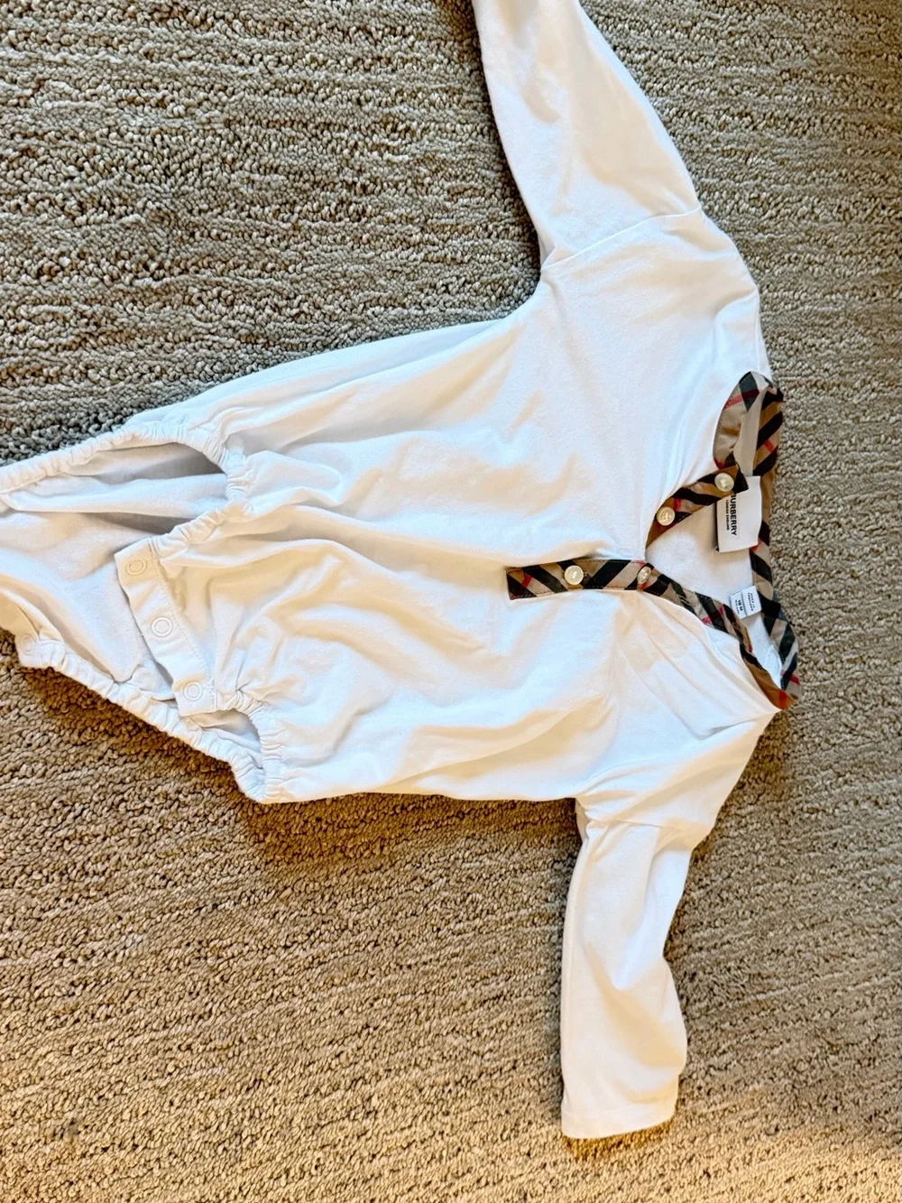 Burberry Beige Check Suspender Dungaree Set with White Bodysuit 2 piece